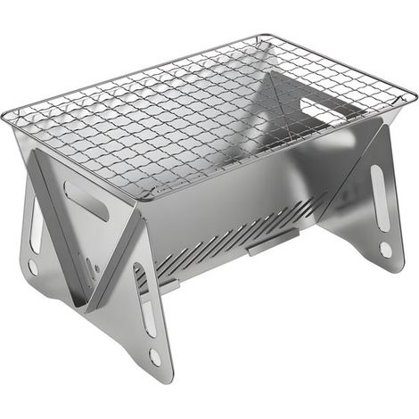 Grillbesteck-Set – Mini-Campinggrill für unterwegs, Edelstahl, 21 x 16 x 13 cm (1/2)