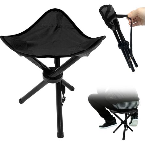 Tabouret de camping pliant pour voyage, chaise tripode de 14,6 pouces, capacité de poids maximale de 300 lbs, chaise portative extérieure pour fête, siège pour pêche, adapté pour camping, pêche, rando (1/5)