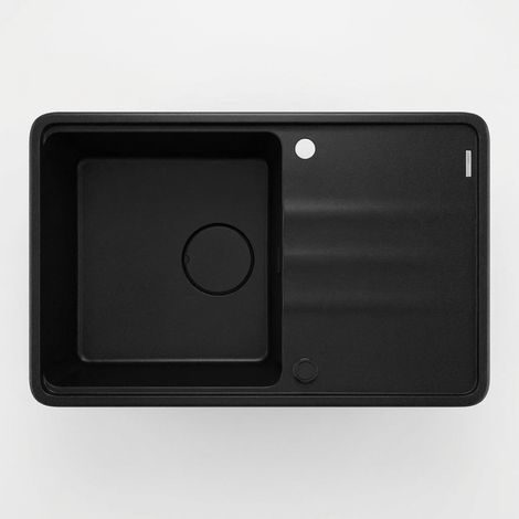 Lavello cucina da incasso in granito con 1 vasca e gocciolatoio 78x50 cm nero - Mira