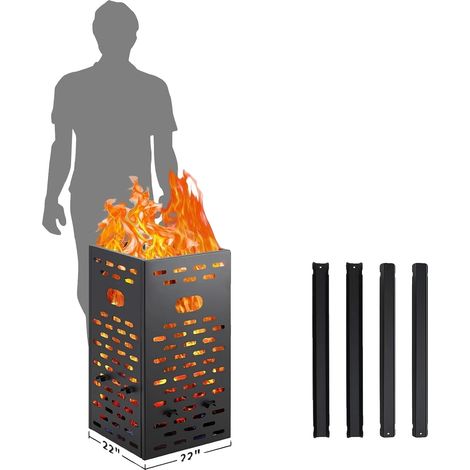 Braciere, struttura in acciaio resistente, versatile per uso esterno, grande, nero (1/2)