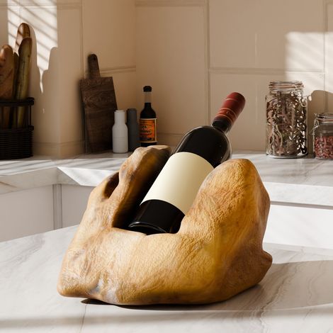 Support à bouteilles de vin en bois massif naturel au design irrégulier pour cuisine, bar et salon (1/5)