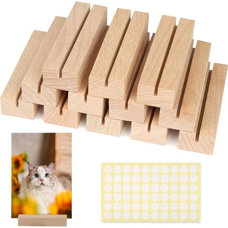 Lot de 12 Porte-Cartes en Bois 10×3×2cm - Espacement de 3mm - Blocs Stables pour Cartes Postales, Menu de Mariage ou de Fête (1/5)