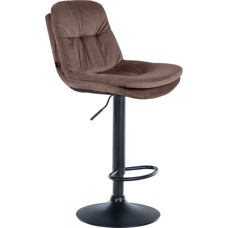 Sgabello alto x1 per cucina e bar con seduta in morbido velluto marrone e struttura in metallo nero 100005870
