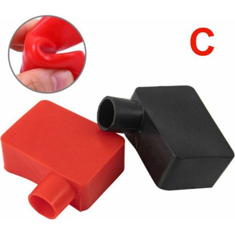 Couvercle Batterie - PVC Flexible Noir Rouge - Protection Isolante Bornes Positive Negative - Anti-Poussière Universel - 1 Paire