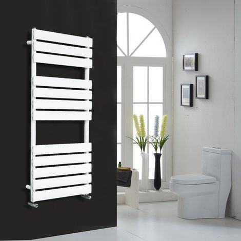 Flat Panel Heated Towel Rail Bathroom Rad Radiator White 1200x600mm