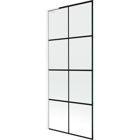 Mexen Next L Badewannenfaltwand 1-flügelig 80 x 150 cm, schwarzes Muster, weiß - 895-080-000-03-77-20 (1/5)