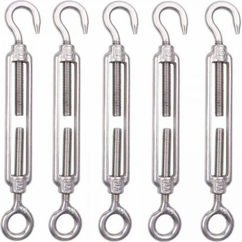 Cyslmuk – Lot de 5 tendeurs de câble inox M6 – Réglables en acier inoxydable 304 – Résistants à la corrosion – Pour installations intérieures et extérieures (1/2)