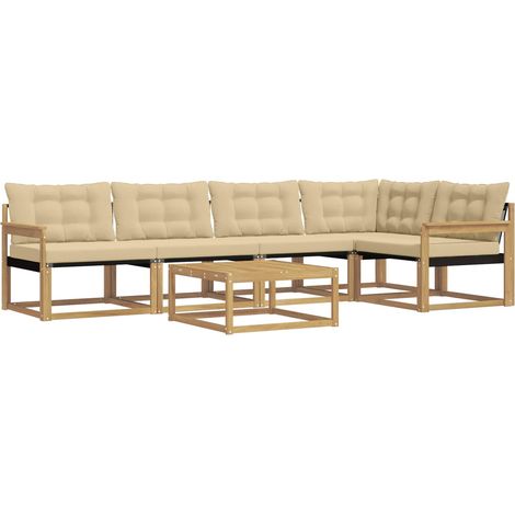 Set di divani da esterno 6 pz Bianco e Beige vidaXL (1/5)