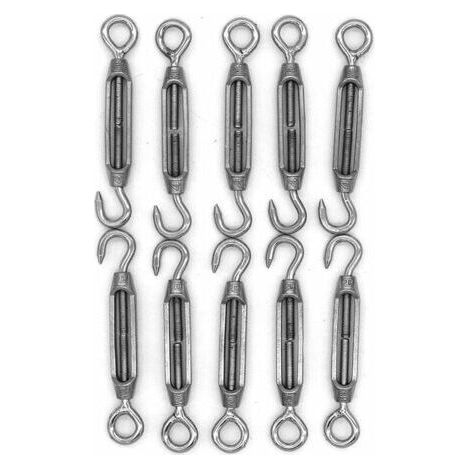 Paquet de 10 vis à tendeur M4, C à O, kit de quincaillerie de câble métallique de tension robuste pour ombre, installation d'auvent de tente
