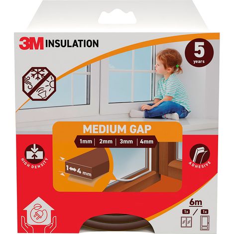 Burlete de aislamiento clásico para huecos medianos de 1 - 4 mm, marrón, 6 m