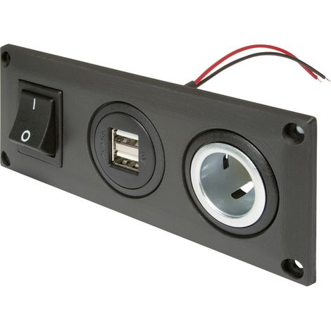 ProCar Einbausteckdose mit USB-A Doppelsteckdose schaltbar + 1 Powersteckdose Belastbarkeit Strom ma (1/2)