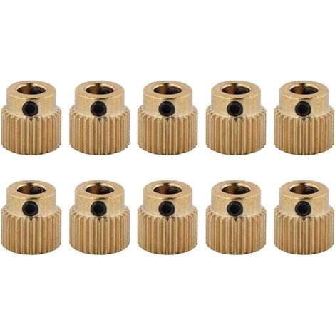 Roue d'extrudeuse en laiton 26/40 dents 10 pièces de roue d'extrudeuse en laiton pour CR-10.CR-10S, Ender 3, Ender 3 Pro, extrudeuse MK7 MK8 (26 dents) (1/5)