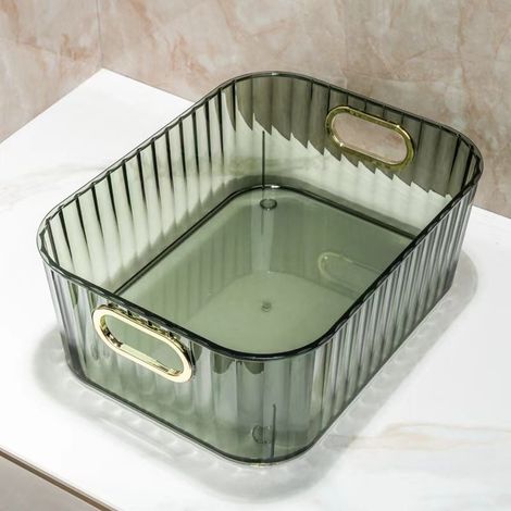 Boîtes de rangement cosmétiques en acrylique, tables, armoires de salle de bain, coiffeuses et présentoirs à bijoux (vert luxe). (1/4)