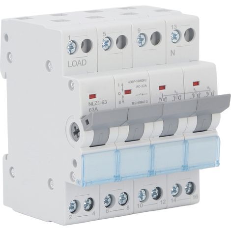 4-pole 63A dual-power manual switch for DIN rail - Transfer switch with interlock (400VAC, interlock) (1/5)