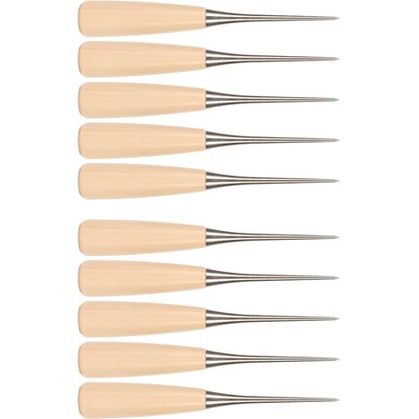 Set di punzonatrici da 10 pezzi con manico in legno, kit di attrezzi portatile in acciaio inossidabile, con custodia protettiva, comodo per la marcatura di cuciture fai da te. (1/3)