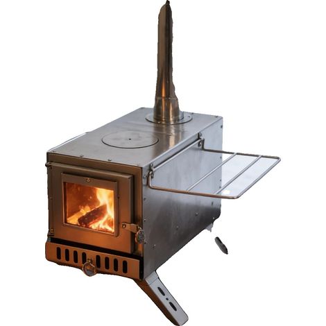 Poêle à bois, design portable, hauteur réglable, Argent (1/2)
