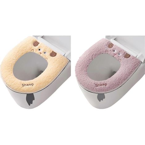 Lot de 2 coussins universels pour siège de toilette toutes saisons, housses de siège chaudes, jolis protège-sièges imperméables à fermeture éclair (1/5)