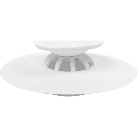 Drain Stop, Bath and shower drain with hair catcher function, White color, 10X10cm