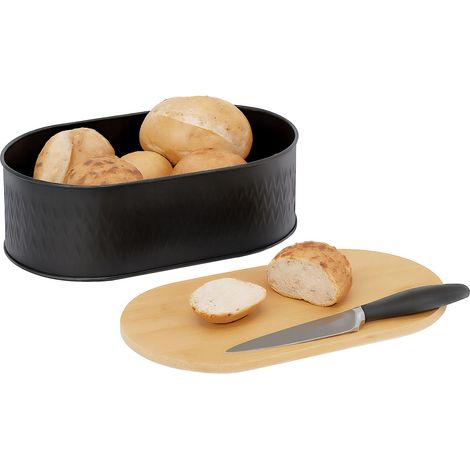 Boite à pain rangement cuisine 40 x 25 x 15 cm conservation optimale design zigzag en bambou (1/2)