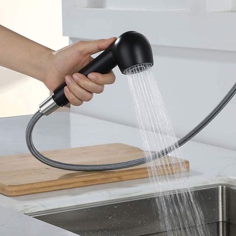 Douchette de remplacement noire pour robinet de cuisine avec pommeau de douche à 2 jets (1/3)
