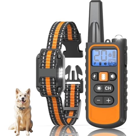 Collier électrique pour chien — Collier de dressage à distance (portée 3300 pieds), étanchéité IP67, 3 modes d'entraînement (bip/vibration/choc)