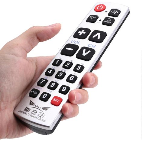 Télécommande universelle à gros boutons A-TV2 pour téléviseurs LED/LCD, compatible avec Galaxy Matrix, facile à utiliser pour les personnes âgées.