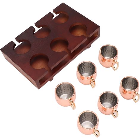 Ensemble de 6 verres à cocktail Mule de 6 cl avec anse. Un verre à cocktail robuste et décoratif en forme de marteau, idéal pour les bars et restaurants. (1/5)