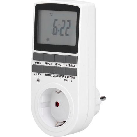 Programmierbarer Stecker, digitaler programmierbarer Stecker, 12H/24H/7Tage-Modus, Energiesparmodus für Haushaltsgeräte und Beleuchtung (Ventilatoren und Lampen) (1/5)