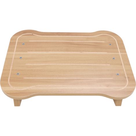 Marchepied en bois noyer clair antidérapant, planche épaisse avec repose-pieds avant haut et arrière bas, tabouret de toilette stable et confortable (1/5)