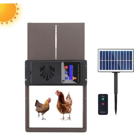 Porte Automatique Poulailler Solaire, Etanche avec Capteur De LumièRe, minuterie, pour Un Elevage De Poulets SéCurisé pour maison et ferme (1/5)