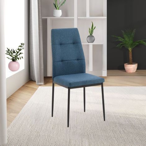 Set 4 Sedie da pranzo tessuto blu Adara 63.5x44x89h (1/5)