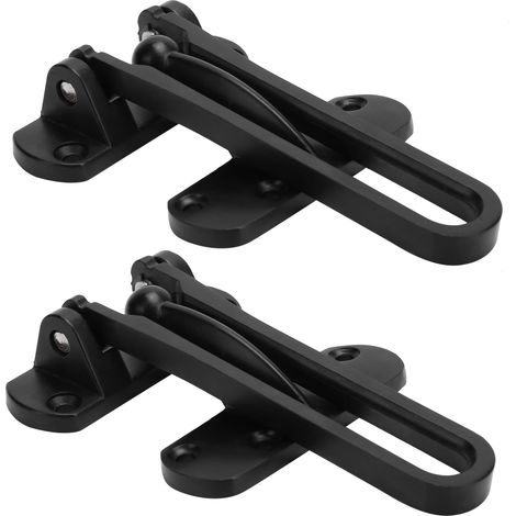 2 jeux de 2 boucles de porte antivol en alliage d'aluminium avec chaîne de sécurité, verrou de type A et assurance antivol (noir) (1/5)