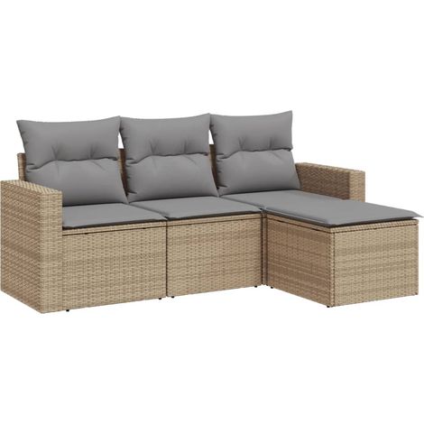 Maison Exclusive - 4-tlg. Garten-Sofagarnitur mit Kissen Beige Po
