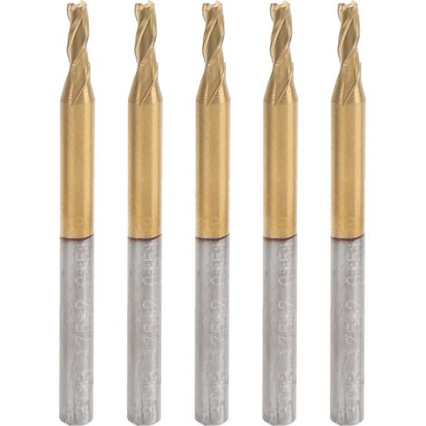 Lot de 5 fraises 3 dents carbure monobloc queue cylindrique 3.175x2x5x40 mm outil défonceuse (1/5)