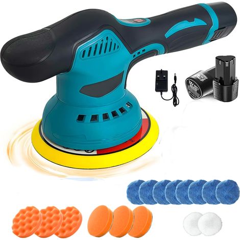 Pedony – Polisseuse sans fil 12V avec 2 batteries 2.0Ah – 6 vitesses réglables – Moteur sans balais – 125mm pour polissage et réparation rayures