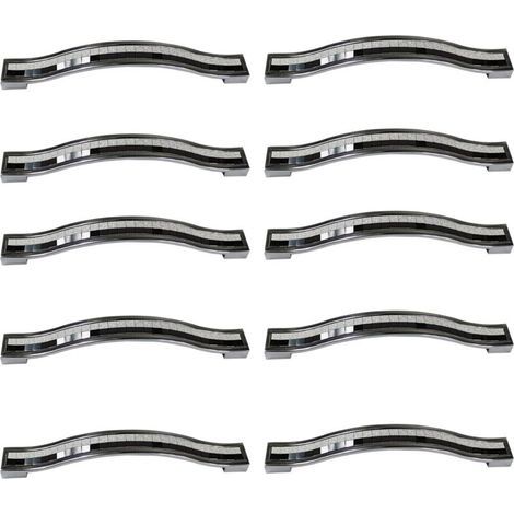 10Pcs Crystal Rhinestone Alloy Drawer Pulls Handles for Dresser Kitchen Cabinet Cupboard, Black and White, 128MM-10PCS (1/4)