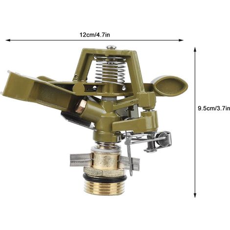 Arroseur Rotatif Irrigation 360° Zinc Alloy Cuivré G3/4" Homme Diamètre 10-20m Jardin Potager (1/5)