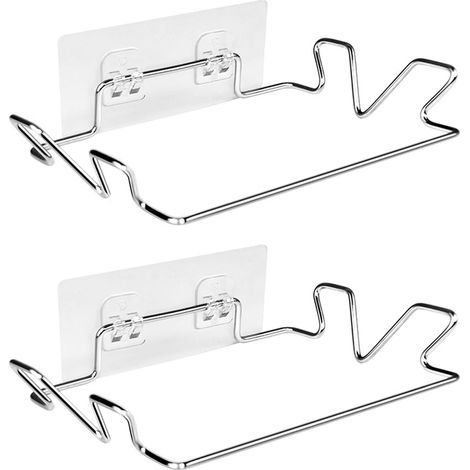Lot de 2 porte-sacs à ordures avec 2 autocollants muraux, support de sac poubelle monté au mur, porte-sac de transport, cintre en ac (1/4)