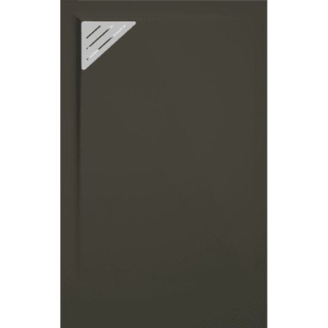 Plato de ducha resina TRINITY negro  80x100 cm rejilla inox a la izquierda