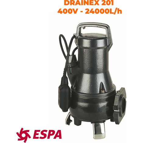 Pompe submersible de drainage des eaux usées DRAINEX 201 - ESPA Options : 3-400V - (T) triphasé (1/6)