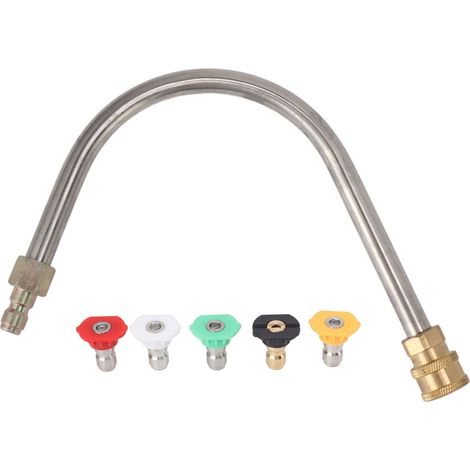 Lancia a spruzzo curva – acciaio inox + ottone – 4000 PSI – attacco rapido da 1/4" + 5 ugelli