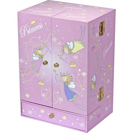 Grande Boite à Bijoux Musicale Armoire - Idéal Cadeau Jeune Fille - Musique Menuet de Mozart - Colori Rose (1/5)