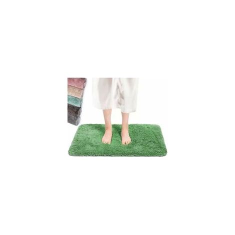 Tapis de bain vert 40 x 60 cm, tapis de bain antidérapant et lavable, tapis de bain avec tapis de bain à haute hydroscopicité pour baignoire, salle de bain, salon et chambre