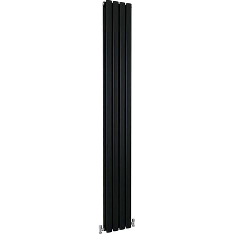 SKY Bathroom Oval Column Radiator Vertical 1800x236mm Double Black