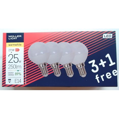pack de 4 Ampoule LED Forme Goutte équivalent 25 W, Plastique, Weiß, E14, 3 watts, 230 volts (1/5)