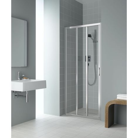 Kermi LIGA porte coulissante G3R 1050 x 1850mm argent mat verre trempé transparent (1/5)