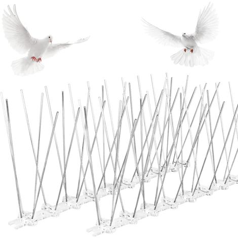 Pics anti-pigeons en acier inoxydable - Protection contre les oiseaux - Pour toit, balcon, jardin, clôture, facile à monter - 12 x 25 cm (1/5)