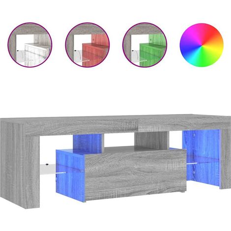 Mueble de TV con luces LED gris Sonoma 120x35x40 cm vidaXL (1/5)