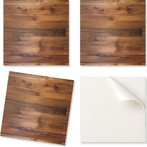 Juego de baldosas de vinilo autoadhesivas con dise帽o de tablero de madera de 9x30x30 cm.