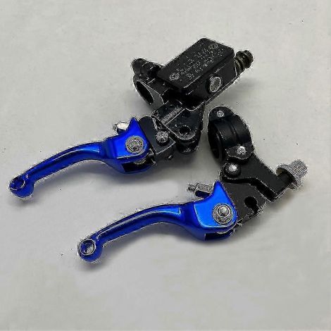 Levier de frein et d'embrayage pliable unique pour moto avec pompe avant pour CRF, KLX, YZF, RMZ, moto tout-terrain, leviers de maître-cylindre hydraulique 100-130 mm (bleu court) (1/5)